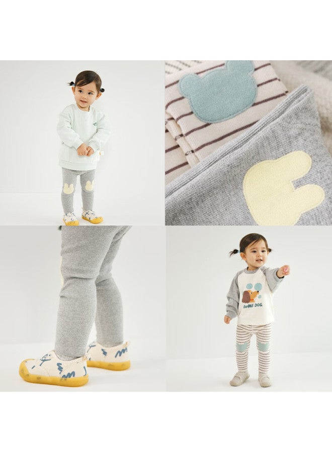 Papapapa Spring Stretchy Pants For Baby Girls Soft Skin-friendly Diaper Cover Leggings Light Heather Gray 100 - Image 1