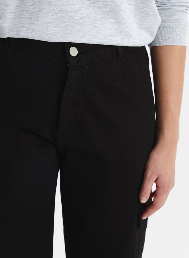 LC WAIKIKI Relaxed Fit Plain Wide Leg Women's Cargo Trousers - Image 3