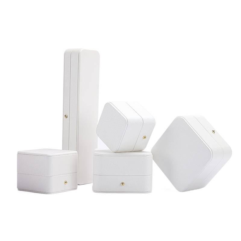 PU Leather Jewelry Box for Rings Necklaces and Bracelets EB017 EB09001 White Lockable - Image 1