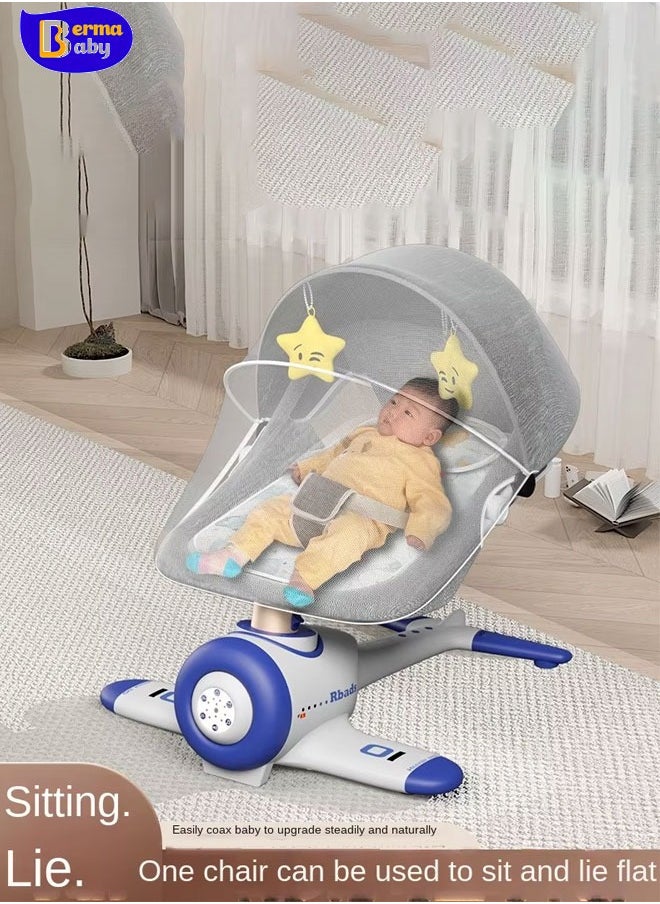 Berma Baby New Electric Baby Rocking Chair with Dinner Plate Toy Mosquito Net Baby Cradle Swing Multifunctional Baby Trampoline and Rocker  - Image 1
