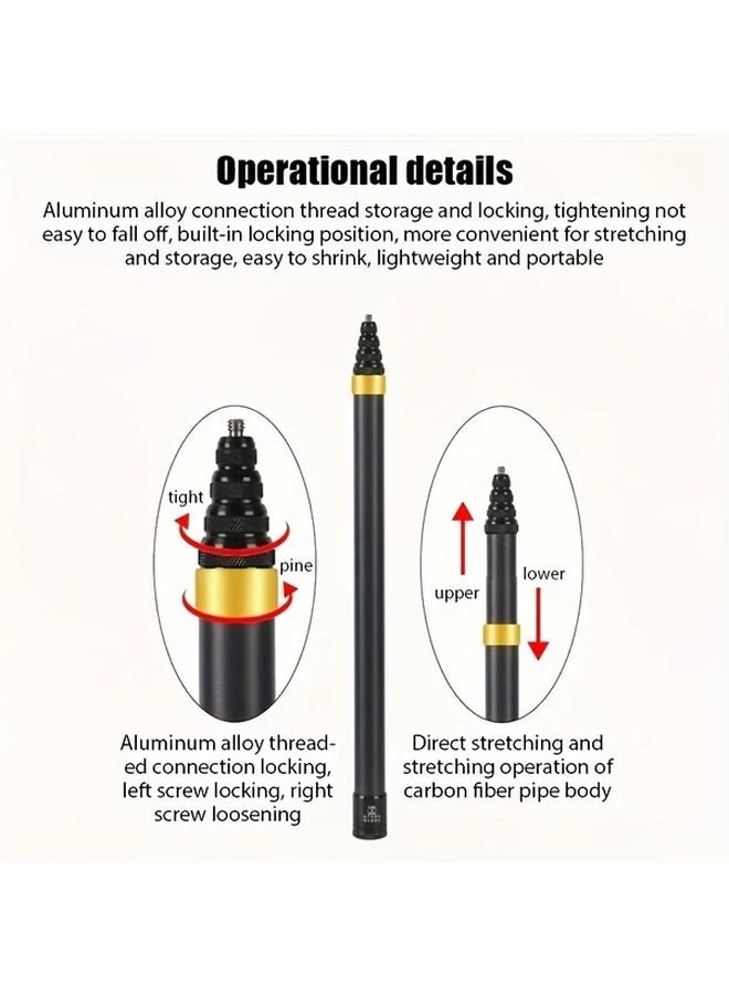 Golden Color 3M Carbon Fiber Selfie Stick Invisible Extended Edition Compatible with Insta360 X3 X4 Action Camera Tripod Monopod Microphone Boom Pole - Image 5