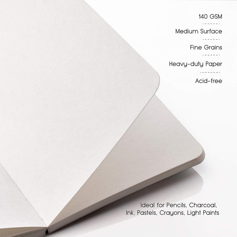 FACTOR NOTES دفتر رسم: A5|140 جرام|ورق فني خالي من الحمض ذو سطح متوسط مع نسيج دقيق (أغاني المحيط) - Image 2