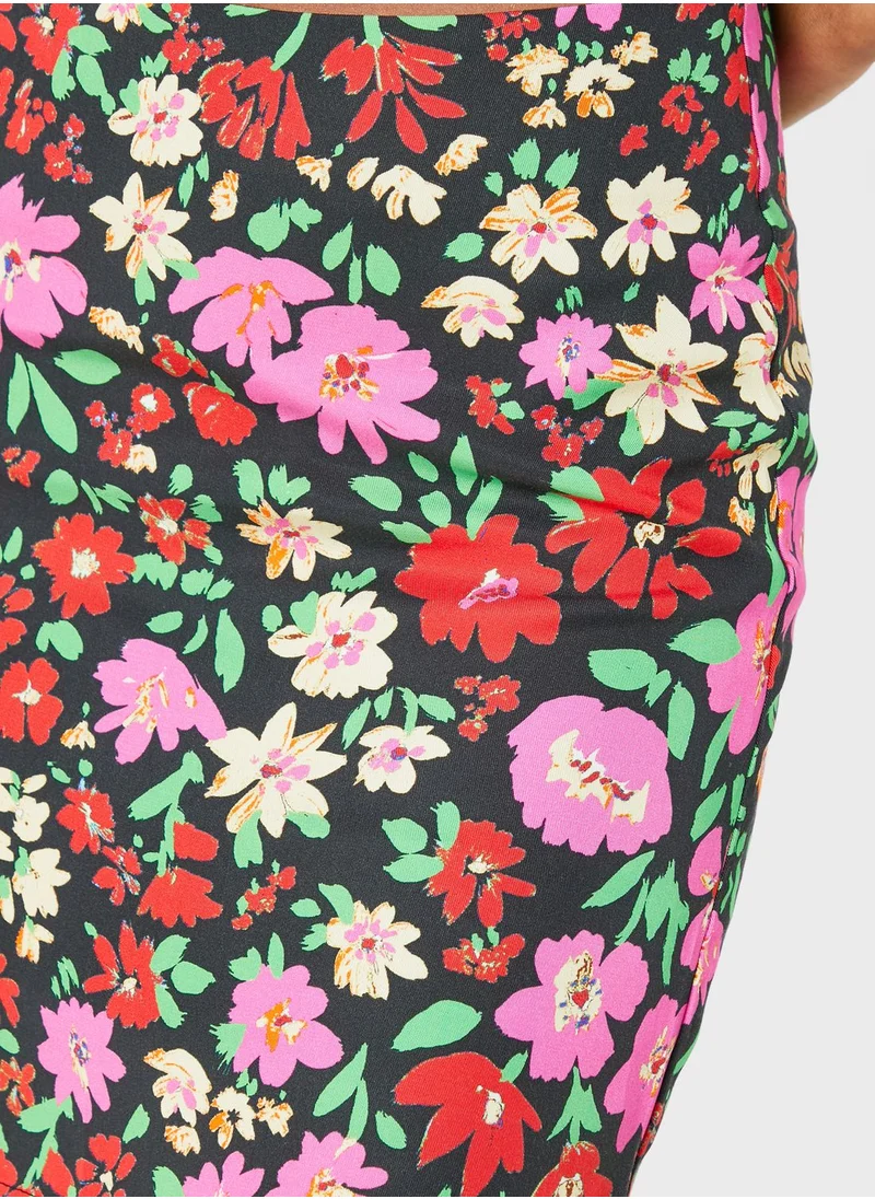 MONKI Floral Printed High Waist Skirts