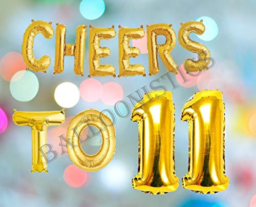 Balloonistics Cheers to Eleven Foil Balloon Combo Number 11 Foil balloon for Birthday and Anniversary - Image 3