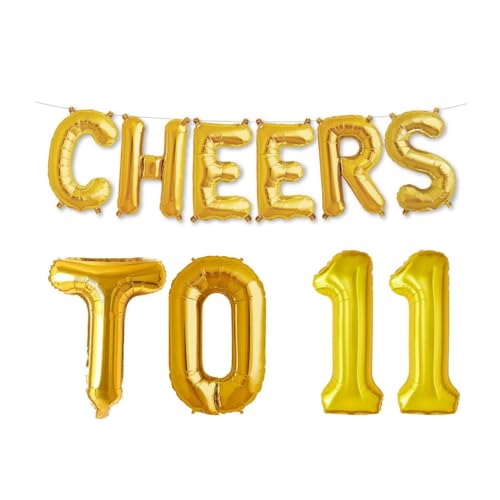 Balloonistics Cheers to Eleven Foil Balloon Combo Number 11 Foil balloon for Birthday and Anniversary - Image 1