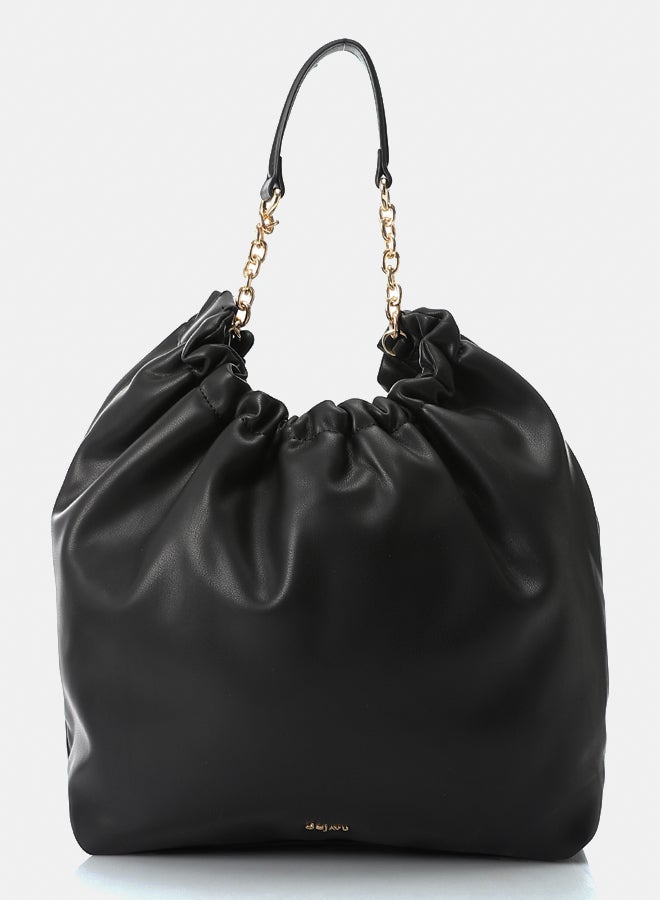 DejaVu Solid Plain Chic Black Handbag - Image 1