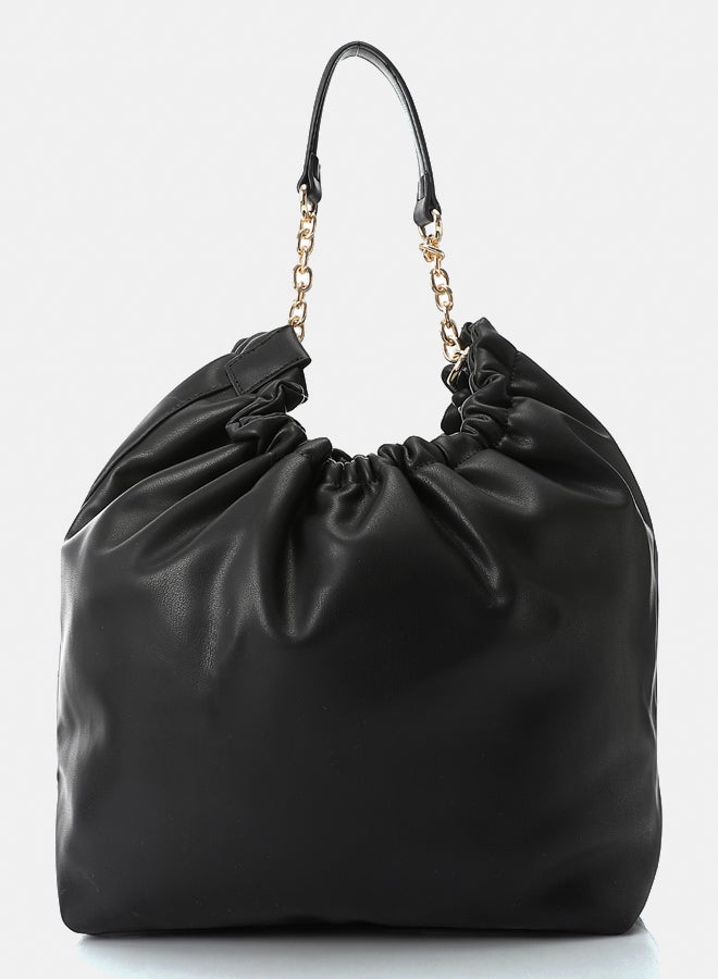 DejaVu Solid Plain Chic Black Handbag - Image 3
