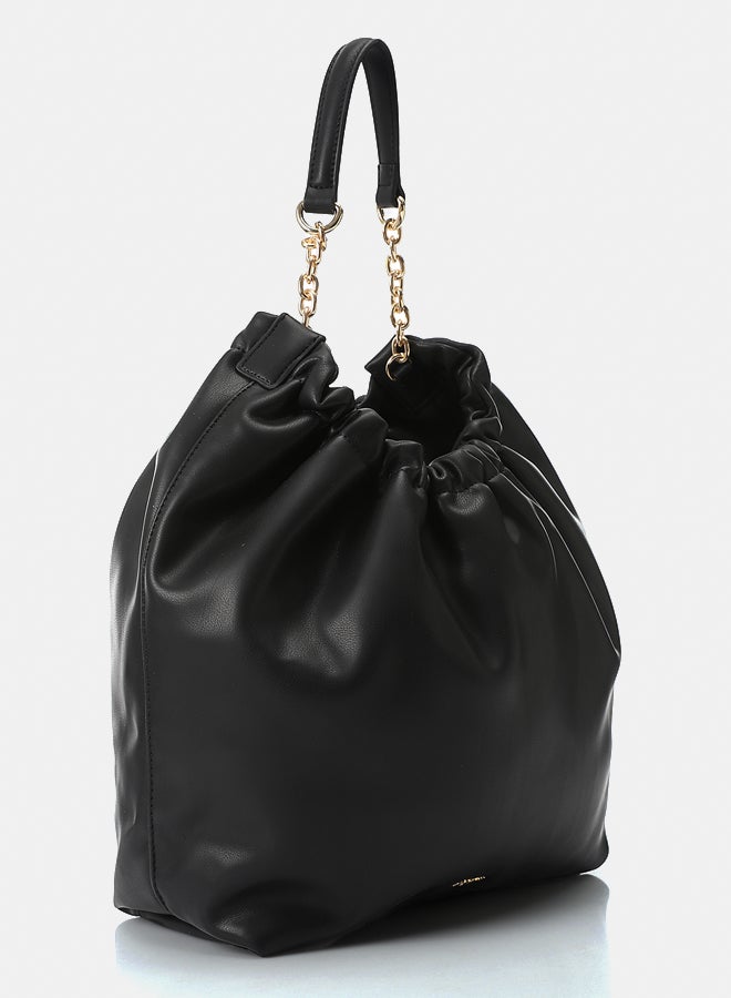 DejaVu Solid Plain Chic Black Handbag - Image 2