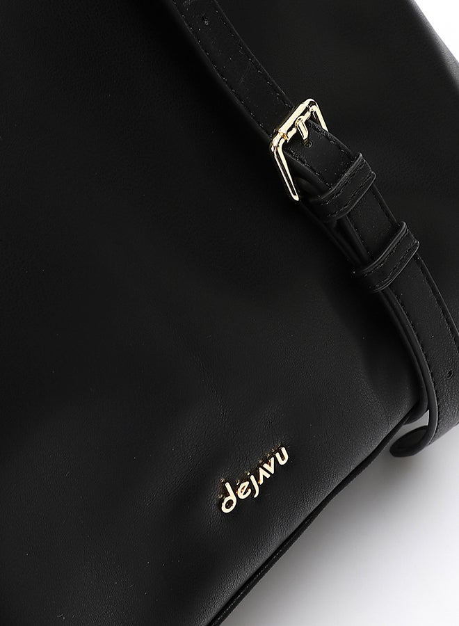 DejaVu Solid Plain Chic Black Handbag - Image 5