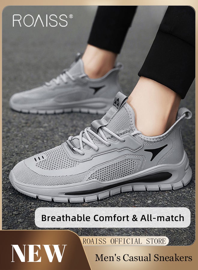 رويس أحذية رياضية أنيقة للرجال، أحذية رياضية خفيفة الوزن ومسامية للرجال، أحذية رياضية برباط مانعة للانزلاق، أحذية رياضية ممتصة للصدمات مع بطانة ناعمة، مناسبة للارتداء اليومي والأنشطة الخارجية - Image 1