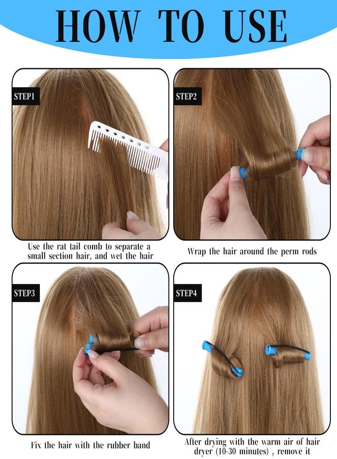 Aysatogc 30 Pcs Perm Rods Set for Natural Hair 0.35inch Plastic Cold Wave Rods Hair Curling Rollers DIY Hairdressing Tools for Natural Hairs Long Short(Blue) - Image 5