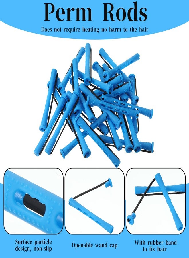 Aysatogc 30 Pcs Perm Rods Set for Natural Hair 0.35inch Plastic Cold Wave Rods Hair Curling Rollers DIY Hairdressing Tools for Natural Hairs Long Short(Blue) - Image 3