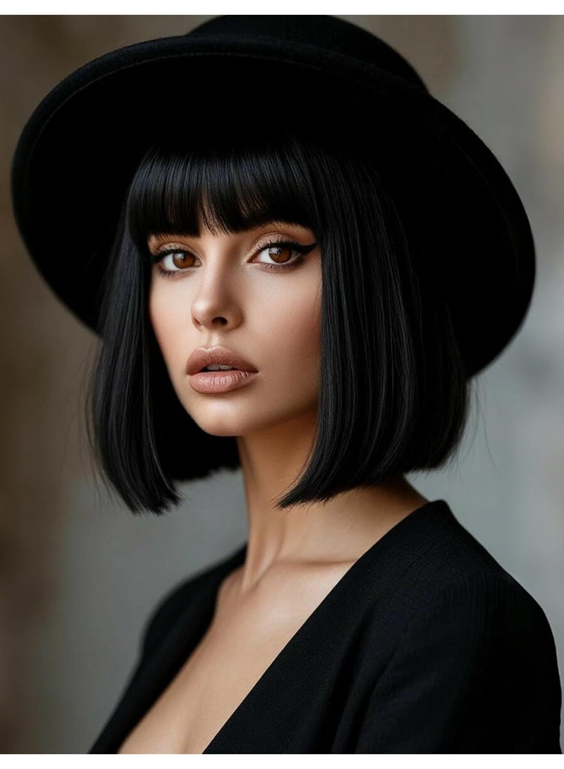 إستيل باروكة شعر بوب طبيعية مع غرة، باروكة شعر بوب بشري مع غرة، باروكة شعر نسائي خفيفة الوزن وناعمة للاستخدام اليومي والمناسبات - Image 3