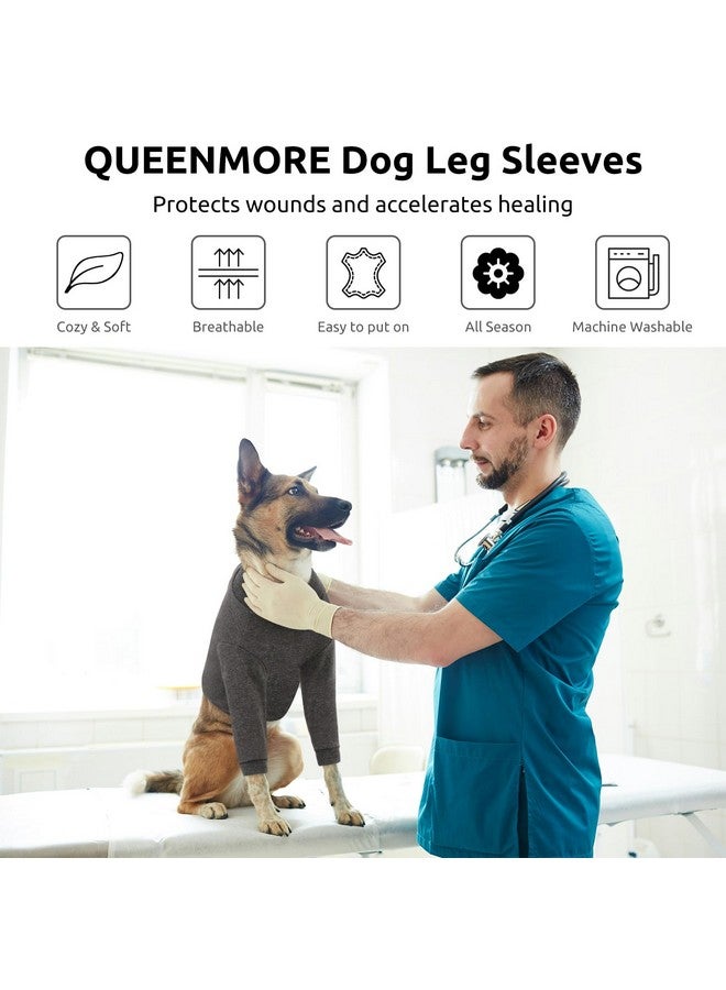 Queenmore Dog Leg Sleeve to Stop Licking, Adjustable Dog Wound Care, Grey, XXL - Image 4