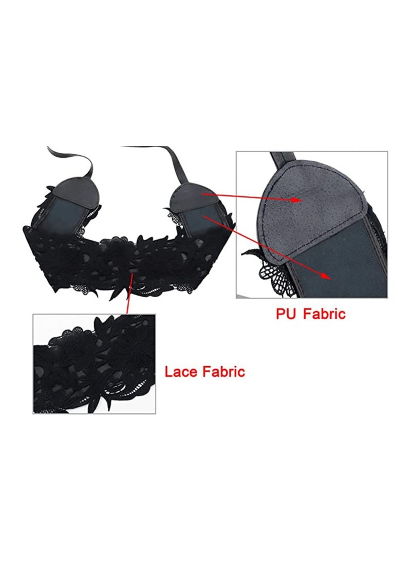 Women's Lace Waist Belt Wide Faux Leather Bow Tie Corset Belts Elastic Wrap Around Bands - Image 3