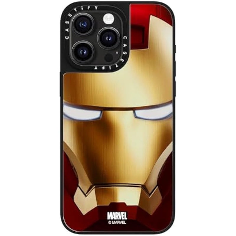 Casetify Mirror iPhone 15 Pro Max Case 【Iron Man Co-Lab/Reflective / 4.9ft Drop Protection/Compatible with Magsafe】 - Iron Man Hero Mask - Silver on Black - Image 3