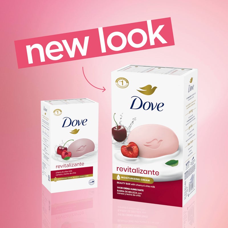 Dove Beauty Bar Soap Revitalizante Cherry & Chia Milk, for Revitalized Skin, 6 Bars A Skin Energy Boost 3.75 oz - Image 2