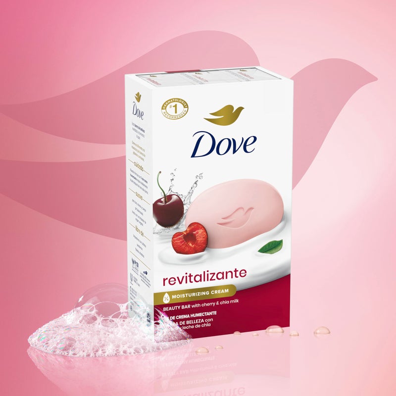 Dove Beauty Bar Soap Revitalizante Cherry & Chia Milk, for Revitalized Skin, 6 Bars A Skin Energy Boost 3.75 oz - Image 3