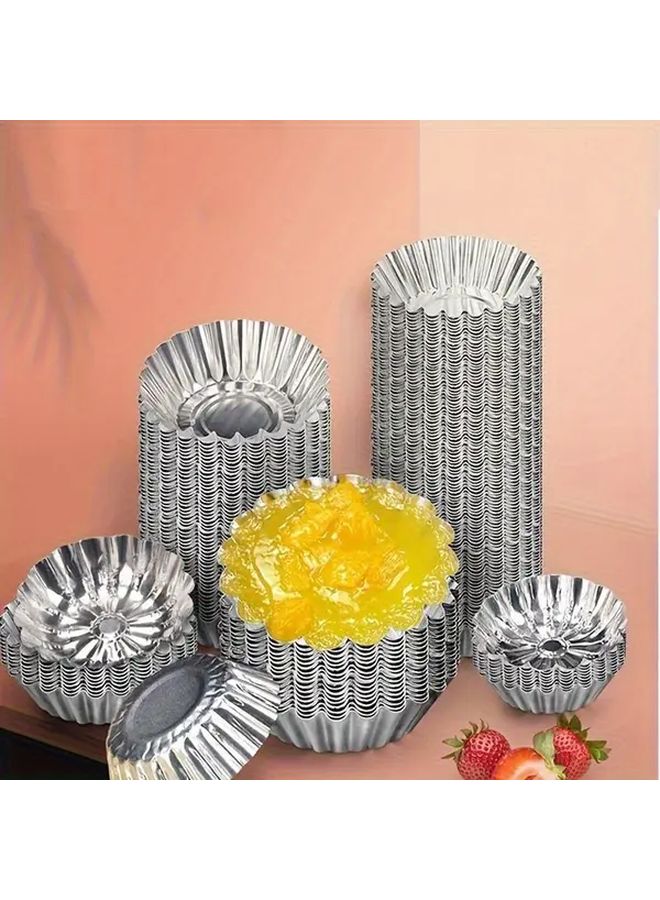 50 Pcs Reusable Aluminum Tart Molds Oval Pudding Trays For Baking And Food Service - Image 1