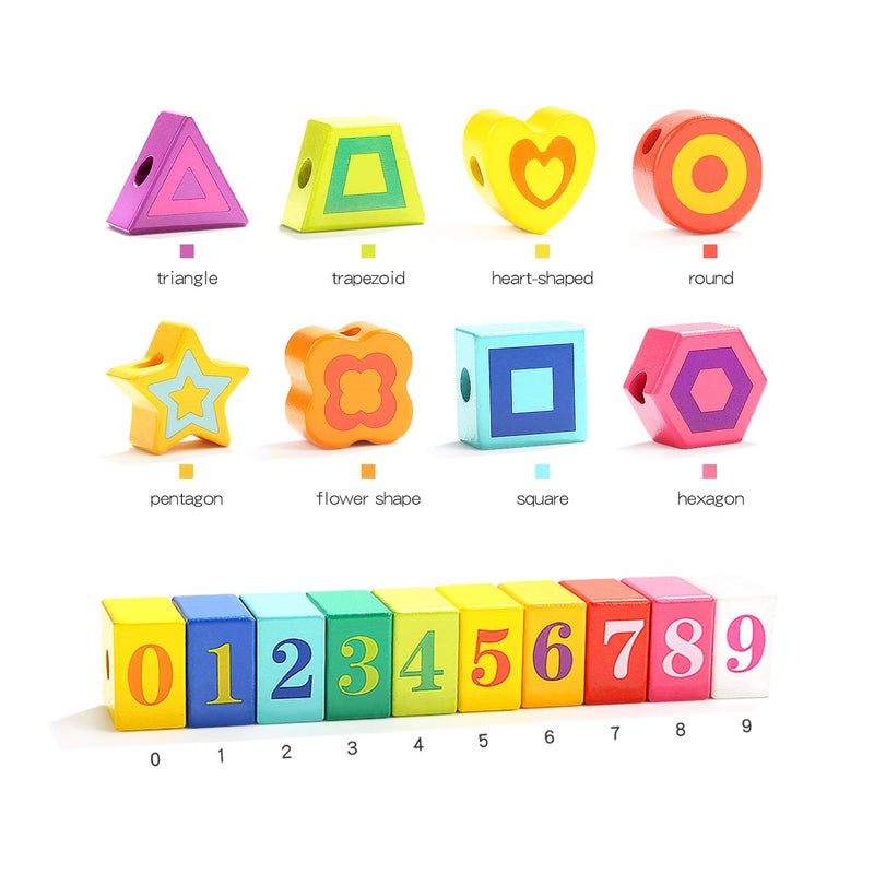 TOP BRIGHT Wooden Lacing Beads for Toddlers, Kids Fine Motor Skills Montessori Toys for 2 Year Old Girls Boys, Threading Toys for Two Year Old Girl Birthday Gifts - Image 4