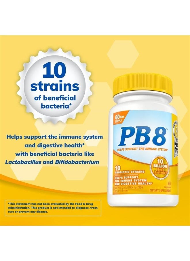 Nutrition Now - PB 8 Probiotic Immune System and Digestive Support* Dietary Supplement, 60 Count - Image 1