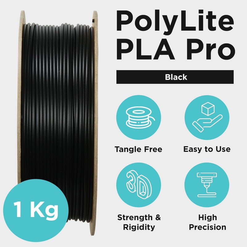 Polymaker PLA PRO Filament 1.75mm, Tough & High Rigidity Black PLA Filament 1.75mm 1kg Cardboard Spool - PolyLite PLA PRO 3D Printer Filament 1.75mm, Print with Most 3D Printers Using 3D Filament - Image 5