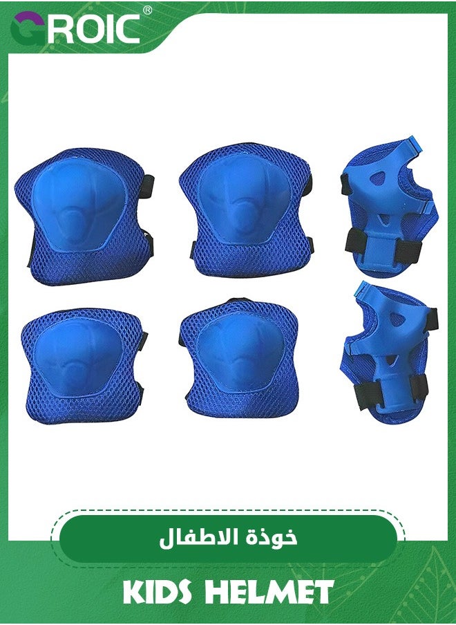 GROIC - Kids Protective Gear Adjustable Protective Helmet,Kids Helmet Knee Elbow Pads Wrist Guard Sport Protective Gear Adjustable Scooter Skateboard Roller Bike Skate Cycling Safety Set(Blue Star) - Image 1