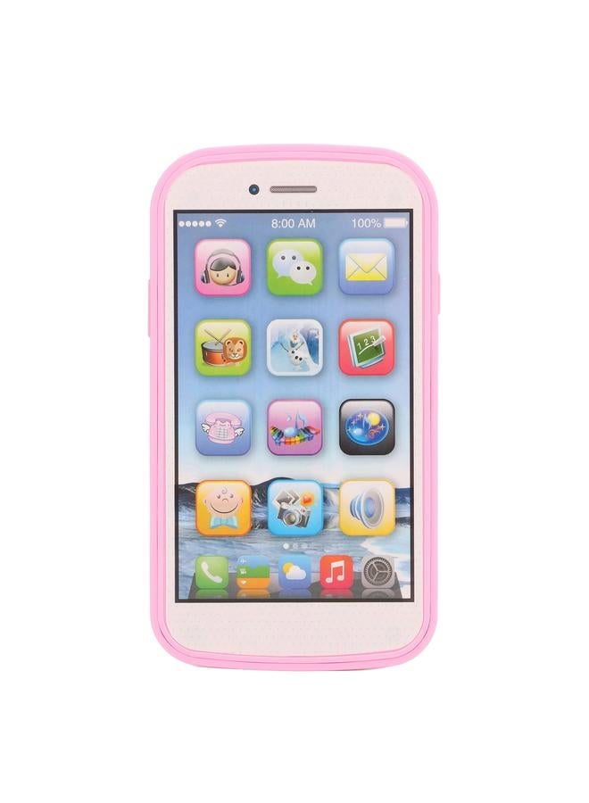 Kids English Learning Machine Touching Screen Phone Shaped Language Educational Pink - Image 1