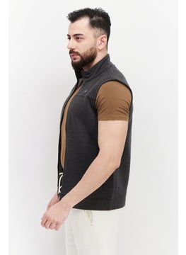 Tailor Vintage Men High Neck Sleeveless Solid Vest, Grey  - Image 2