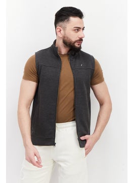 Tailor Vintage Men High Neck Sleeveless Solid Vest, Grey  - Image 1