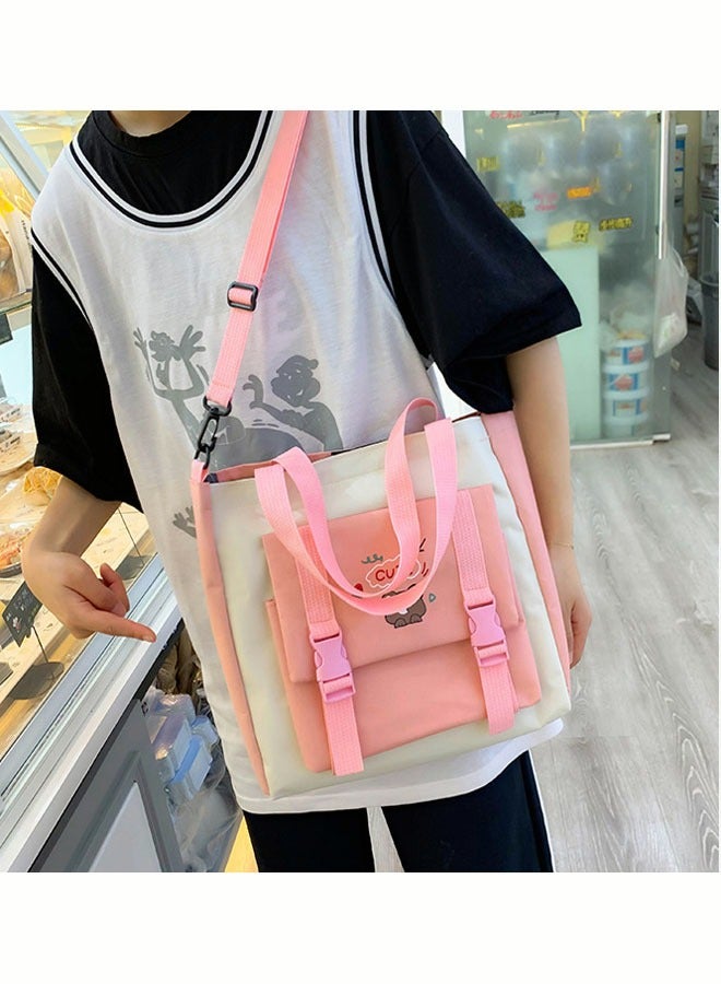 5PCS Kawaii Backpack Set with Cute Pendants and Pins Accessories Aesthetic Rucksack for Teen Girls Cute School Bags Bookbag with Shoulder Bag Pencil Box Tote Bag Small Bag Pink - Image 3