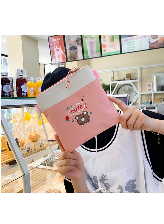 5PCS Kawaii Backpack Set with Cute Pendants and Pins Accessories Aesthetic Rucksack for Teen Girls Cute School Bags Bookbag with Shoulder Bag Pencil Box Tote Bag Small Bag Pink - Image 5