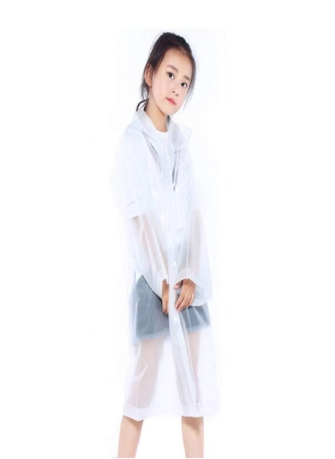 Orgrimmar Orgrimmar 2 Pcs Kids Rain Ponchos Reusable Raincoats Portable Rain Wear with Hat Hood Unisex for 6-12 Years Old Children (White)  - Image 4