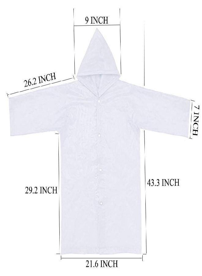 Orgrimmar Orgrimmar 2 Pcs Kids Rain Ponchos Reusable Raincoats Portable Rain Wear with Hat Hood Unisex for 6-12 Years Old Children (White)  - Image 3