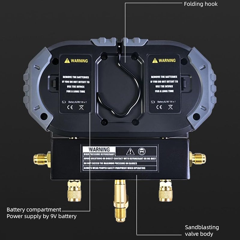 Eujgoov Digital Manifold Gauge HVAC Refrigeration Diagnostic Tool 0 6000 KPa Pressure Tester - Image 4