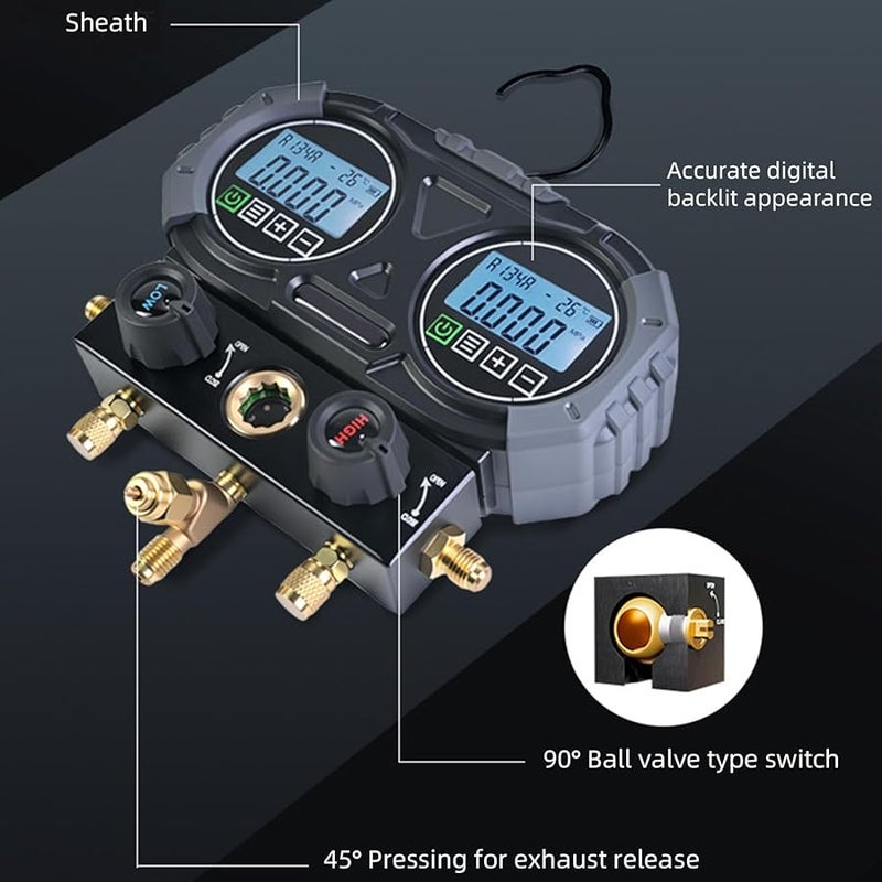 Eujgoov Digital Manifold Gauge HVAC Refrigeration Diagnostic Tool 0 6000 KPa Pressure Tester - Image 3