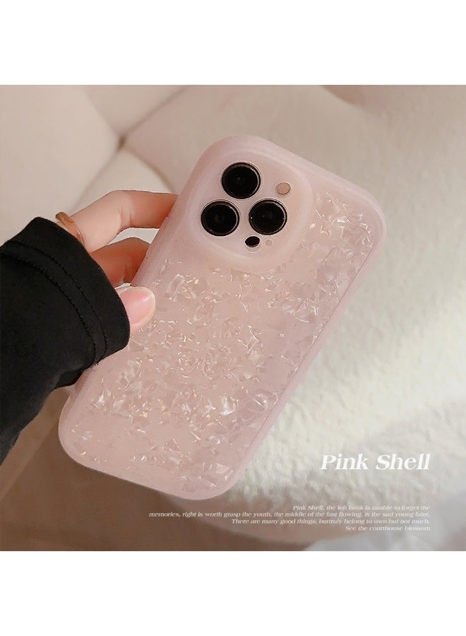 NIBEMINENT Dreamy Shell Pattern Protective TPU Case Cover For iPhone 16 Pro, Pink Crystal