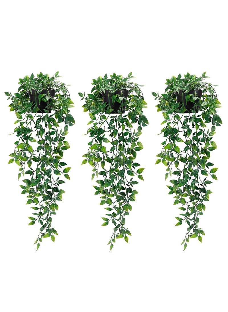 XiuWoo 3 Pack Artificial Hanging Plants Fake Plants with Pots,Small Artificial Plants in Pots, for House Bedroom Wall Garden Decor  - Image 1