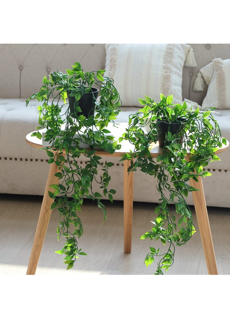 XiuWoo 3 Pack Artificial Hanging Plants Fake Plants with Pots,Small Artificial Plants in Pots, for House Bedroom Wall Garden Decor  - Image 3