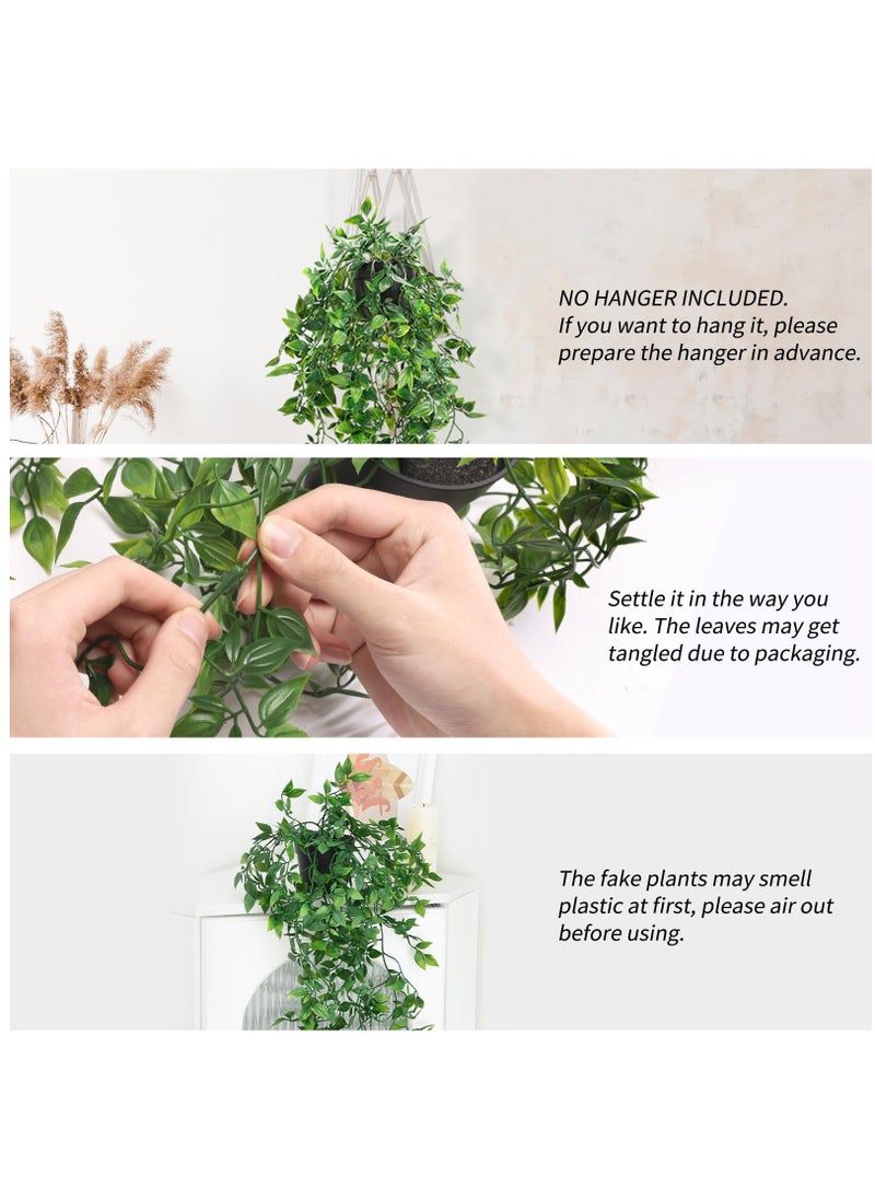 XiuWoo 3 Pack Artificial Hanging Plants Fake Plants with Pots,Small Artificial Plants in Pots, for House Bedroom Wall Garden Decor  - Image 5
