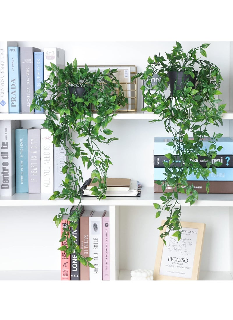 XiuWoo 3 Pack Artificial Hanging Plants Fake Plants with Pots,Small Artificial Plants in Pots, for House Bedroom Wall Garden Decor  - Image 4