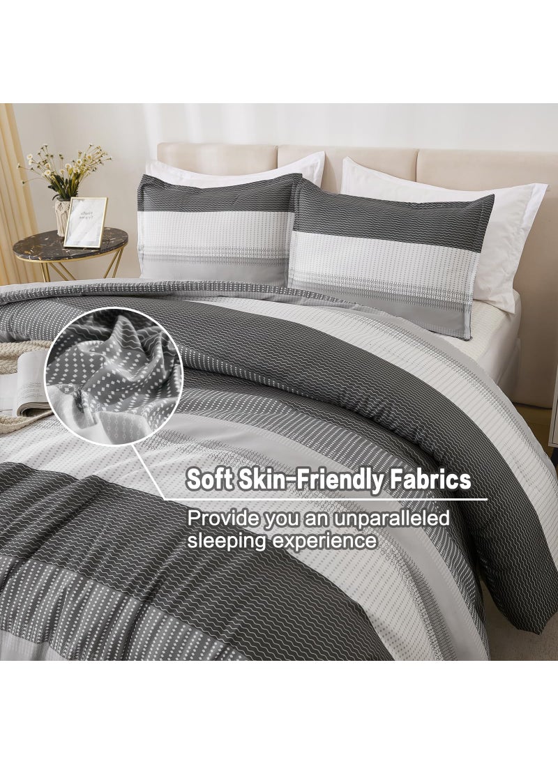 Litanika Litanika Full Comforter Set Dark Grey - 3 Pieces Lightweight Fluffy Bedding Comforter Sets  All Season Down Alternative Comforter (1 Comforter  2 Pillowcases)  - Image 4