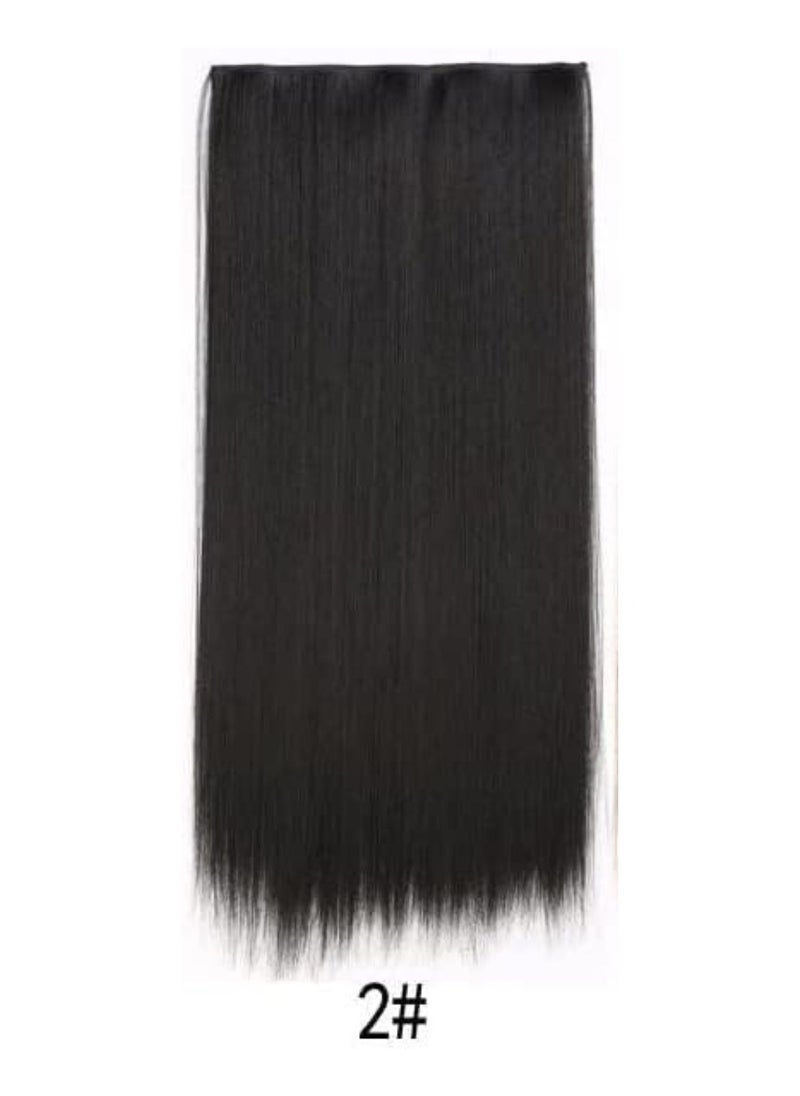 Estelle Eestelle full head one piece long straight and Body Wave hair extension with 5 clips suitable for women and girls (Color No 2 Straight)  - Image 2
