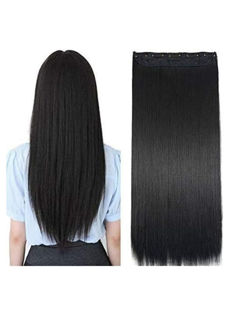 Estelle Eestelle full head one piece long straight and Body Wave hair extension with 5 clips suitable for women and girls (Color No 2 Straight)  - Image 3