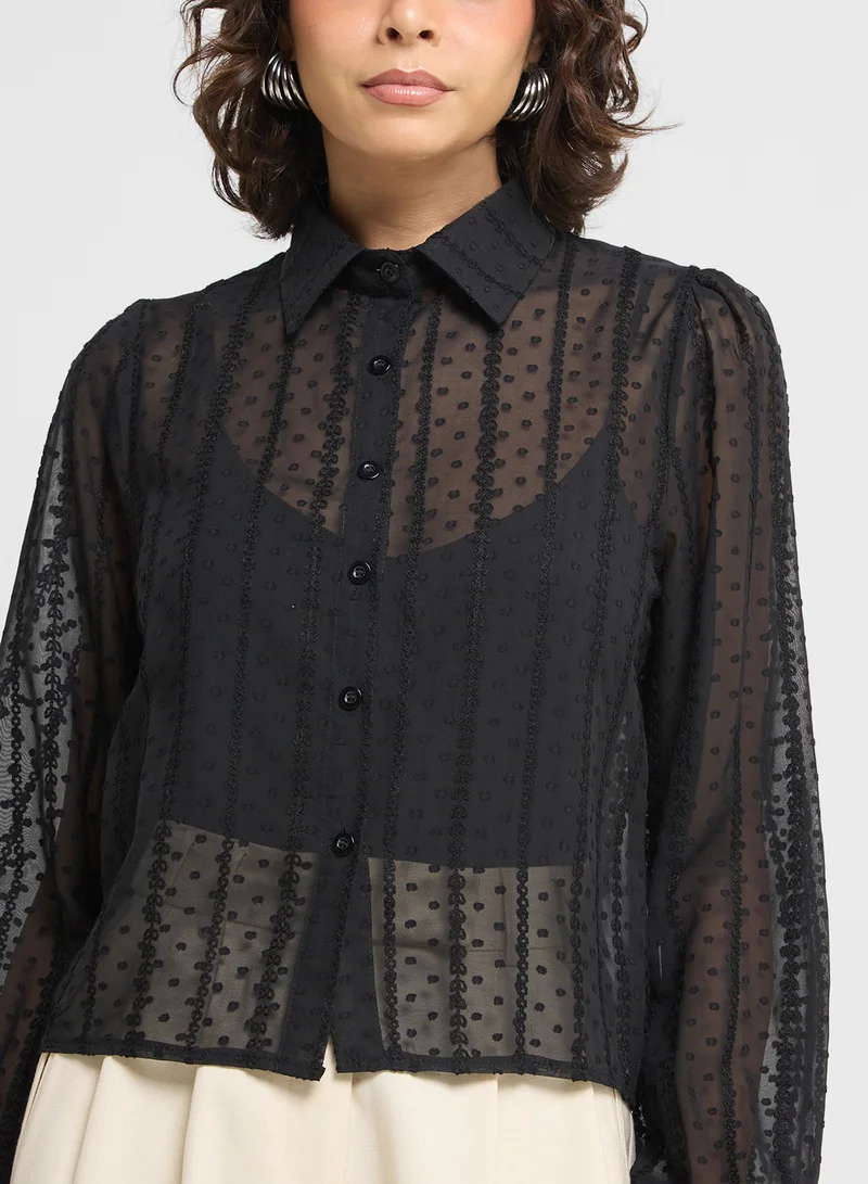 ELLA Sheer Button Down Shirt