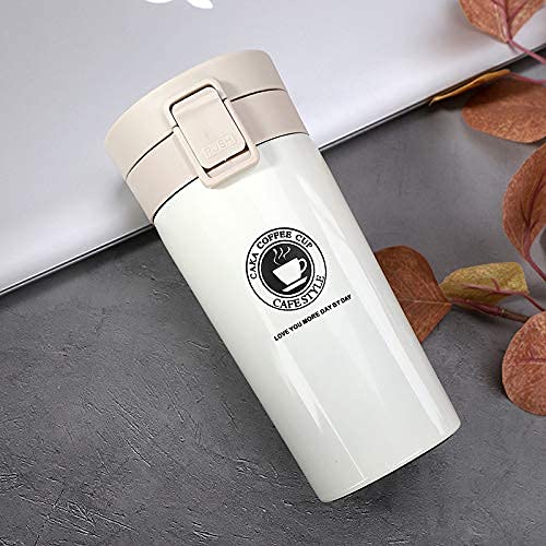 IVAR Thermos Flask with Lid Insulated Travel Tea and Coffee Mug Portable Stainless Steel Vacuum Insulated Tumbler Cup for Hot Cold Drinks380 ML White1Pc - Image 1
