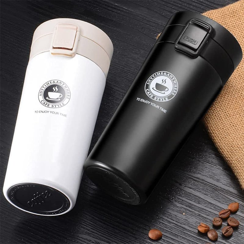 IVAR Thermos Flask with Lid Insulated Travel Tea and Coffee Mug Portable Stainless Steel Vacuum Insulated Tumbler Cup for Hot Cold Drinks380 ML White1Pc - Image 2