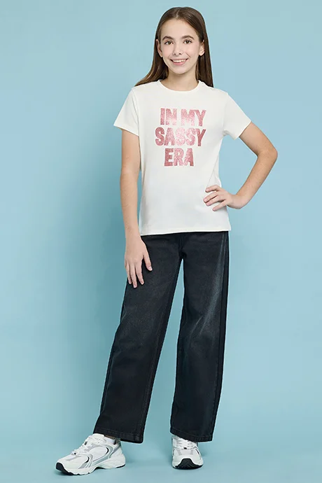 R&B Faded Baggy Fit Jeans with Button Closure