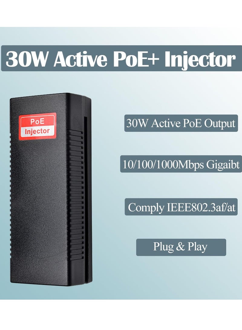 Gigabit PoE Injector, Gigabit 30W PoE Injector 48V DC Adapter, Plug and Play, Non-PoE to PoE Adapter, Distance Up to 100m, 1000Mbps  - Image 2