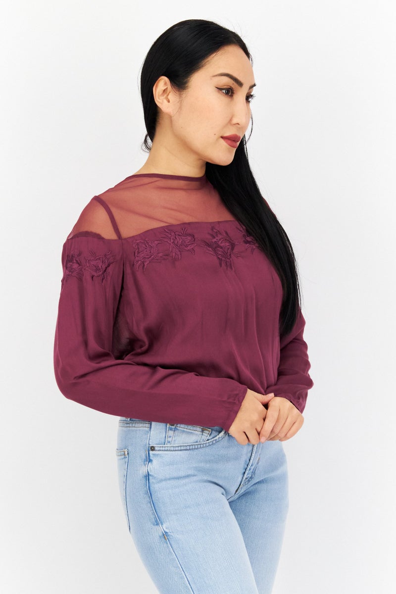 RIVER ISLAND Women Embroidered Long Sleeve Bodysuits, Dark Purple - Image 4